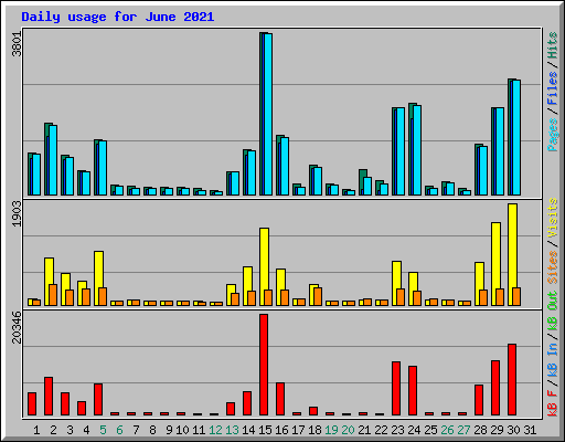 Daily usage for June 2021